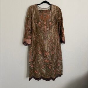 Elegant Brown Embroidered Pakistani Suit/Dress